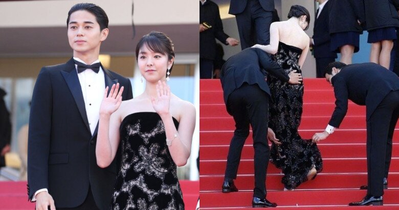 Masahiro đặt tay một cách tự nhiên lên vòng 3 của Erika.