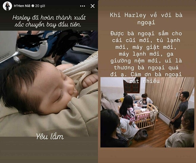 HHen Niê khoe con gái 2 tháng tuổi hoàn thành xuất sắc chuyến bay đầu tiên về quê ngoại Đắk Lắk.
