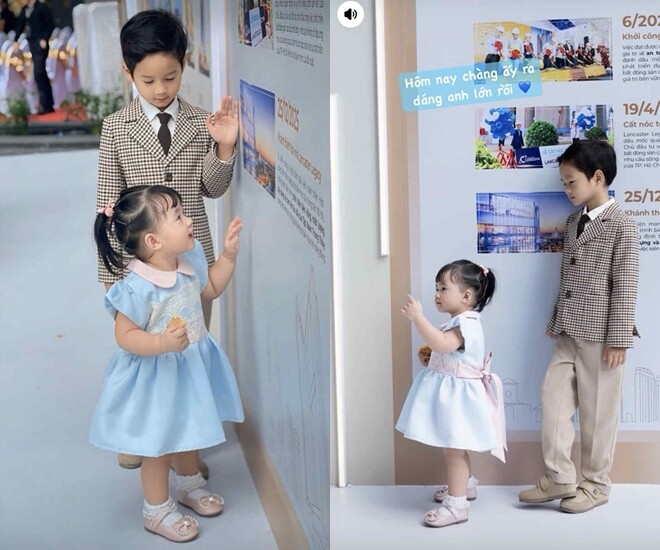 Con trai Đặng Thu Thảo ra dáng anh lớn khi đứng bảo vệ em gái.