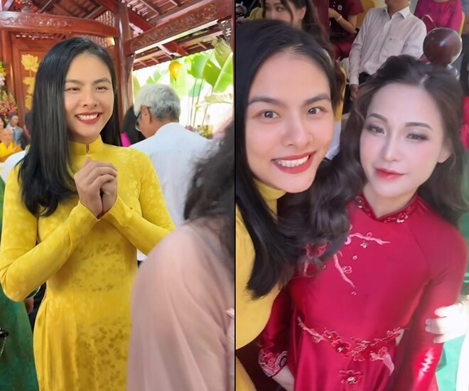 Vân Trang tham dự lễ Hằng Thuận của bạn thân.