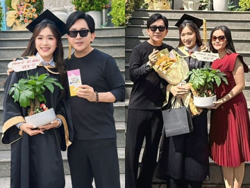 NSƯT Kim Tử Long mừng con gái tốt nghiệp đại học, bà xã kém 11 tuổi chụp ảnh thân thiết với con riêng của chồng