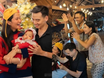 Con gái của H'Hen Niê khoe chân dài, nằm ngoan khi chụp ảnh, gia đình người Ê Đê đứng hát, cổ vũ hết mình