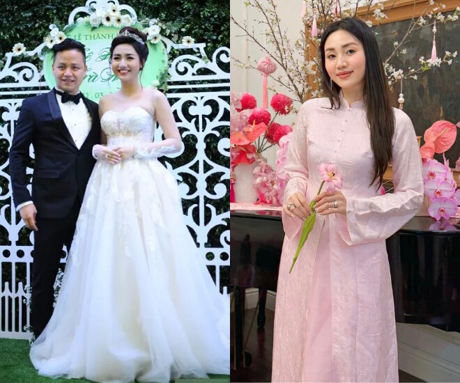 Á hậu Ngô Trà My lộ bụng bầu trong đám cưới.