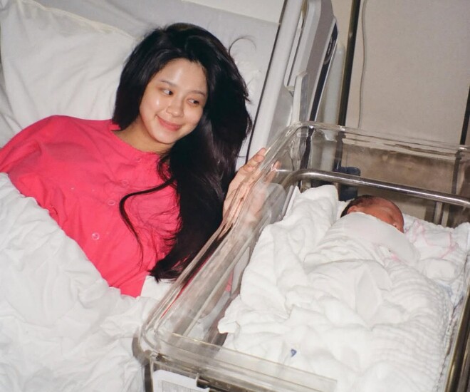 Hot girl Hàn Hằng sinh con với Huyme hồi tháng 8.