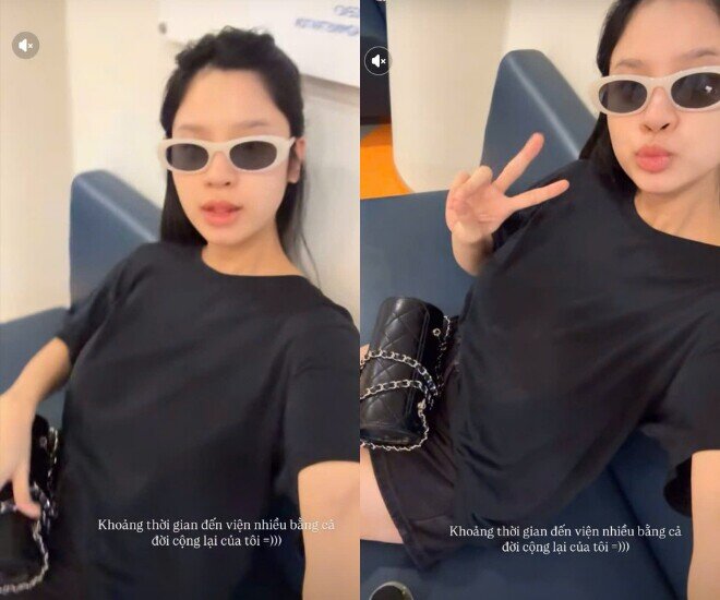 Hàn Hằng để mặt mộc đi khám sau sinh.