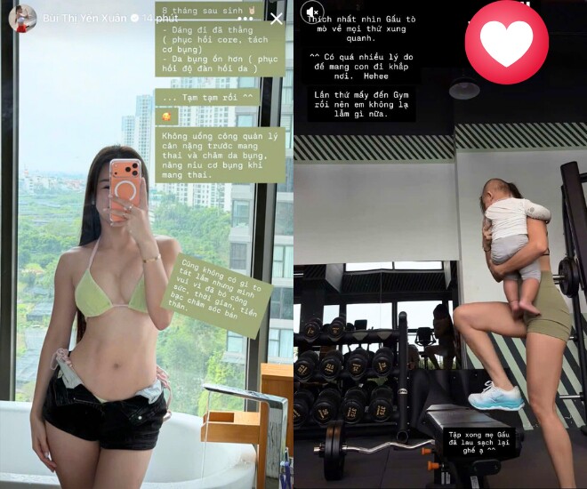 9X chia sẻ tình trạng cơ thể sau sinh, hài lòng vì đã đầu tư chăm sóc bản thân.