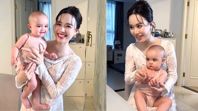 Clip mẹ hai con đẹp rạng rỡ khoe con gái lai Tây hút triệu view.