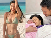 Bà bầu - Người đẹp mất sự nghiệp vì lộ ảnh nhạy cảm, vừa sinh con thứ 2 với chồng đại gia, con trai lớn ôm em nhỏ cực yêu