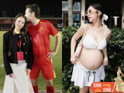Bà bầu - Hot girl Việt 4 con đến sân bóng cổ vũ chồng: Bầu 4 lần trong 6 năm, dáng nuột bất chấp cam thường
