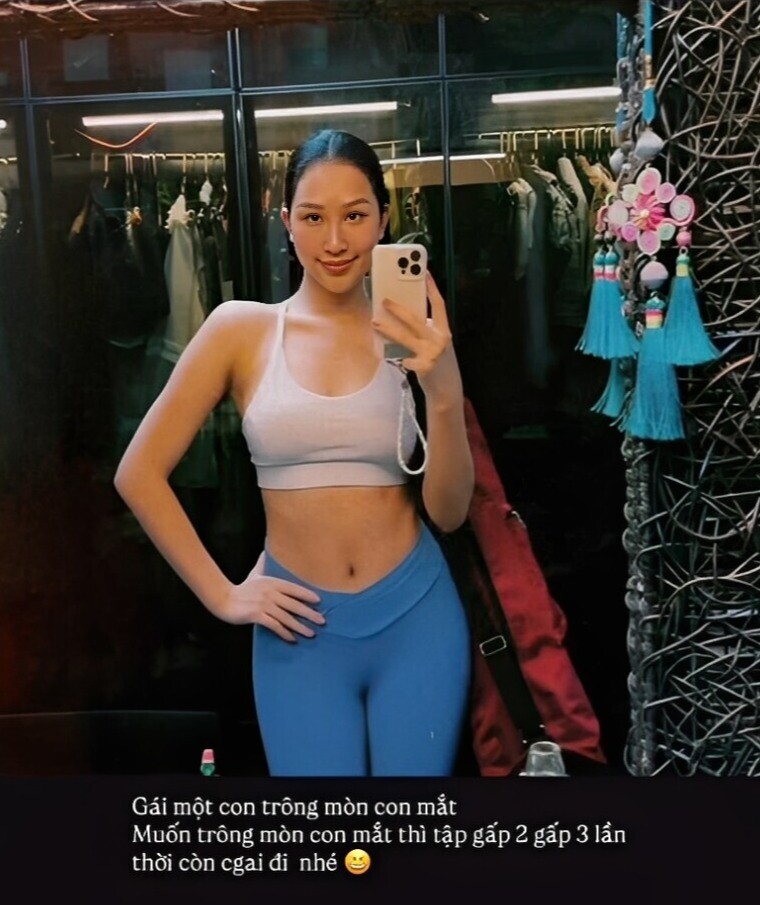 Mẹ bỉm 9X khoe quả ngọt sau thời gian chăm chỉ tập luyện.
