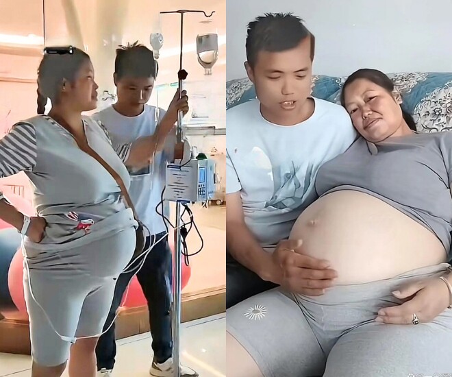 Chồng 27 tuổi ân cần đưa vợ lớn hơn 15 tuổi đi đẻ.