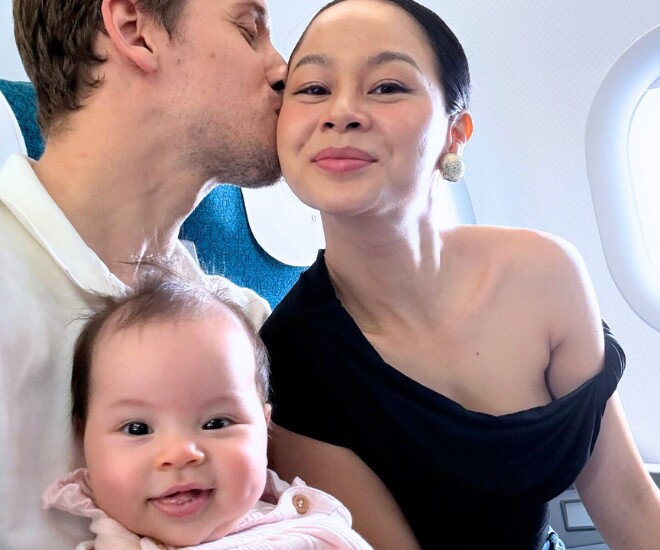 Cô giáo yoga Jessica Diễm bên chồng ngoại quốc và con gái lai xinh xắn.