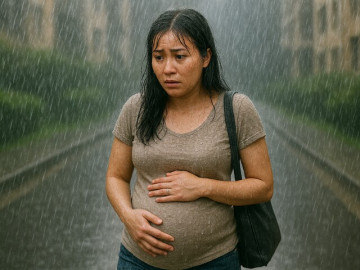 Ôm bụng bầu đi bộ dưới mưa về nhà, thấy chồng đang làm một việc khiến tôi chết lặng