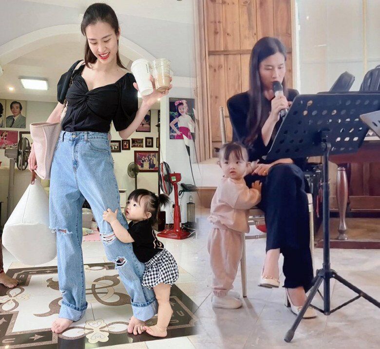 Bà mẹ gần con quá đến mức con bám không rời.