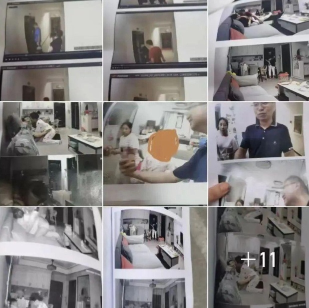 Những hình ảnh ngoại tình của vợ ông Peng được camera giám sát ghi lại.