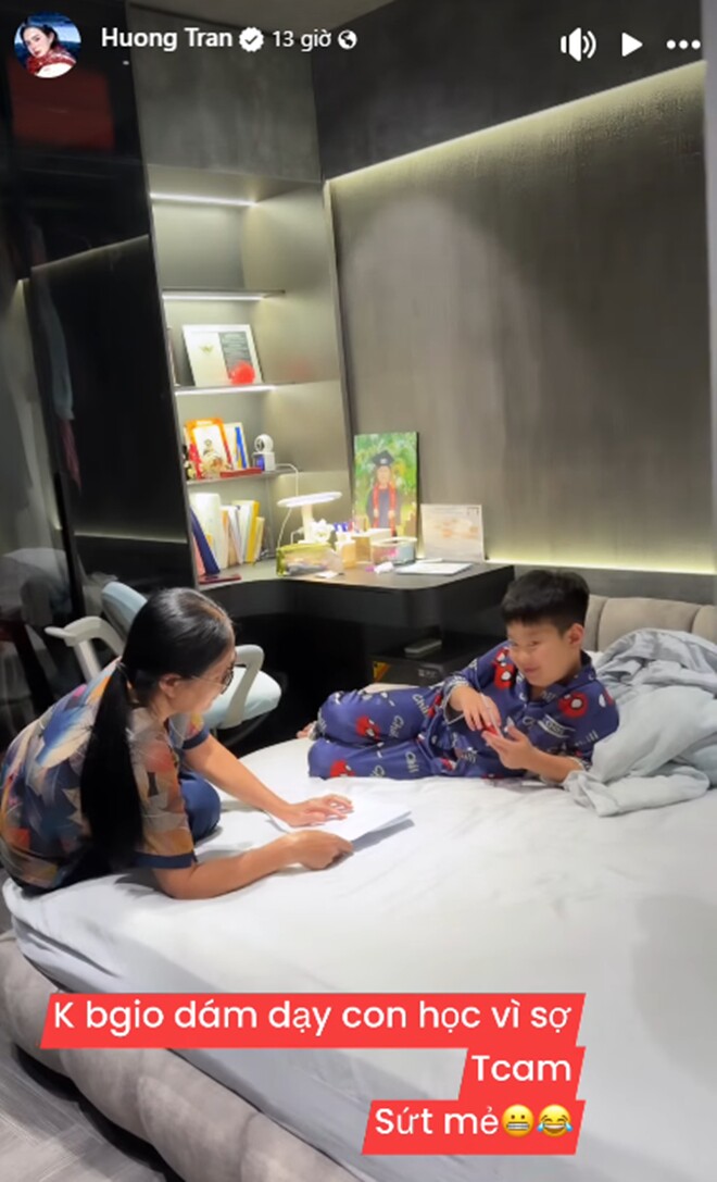 Bố mẹ cưng chiều, con trai Việt Anh vẫn học chưa ổn, hot mom Hương Trần không dám tự dạy con học - 2