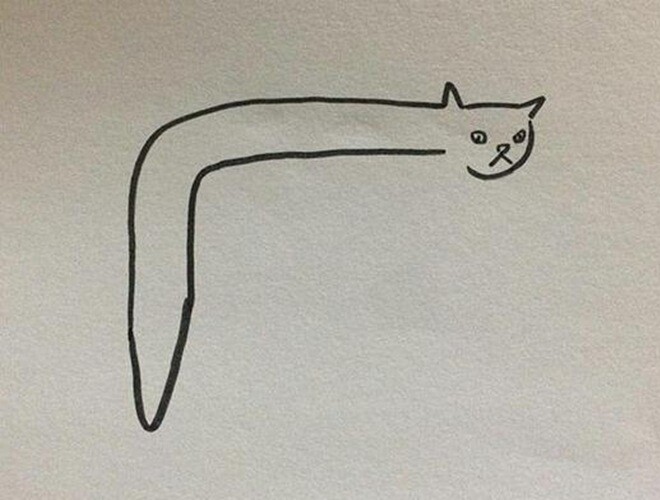 Bức tranh bé vẽ mèo bị cô giáo chấm 0 điểm.