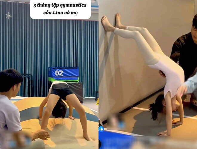 Cô bé thực hiệnd dược nhiều động tác khó.