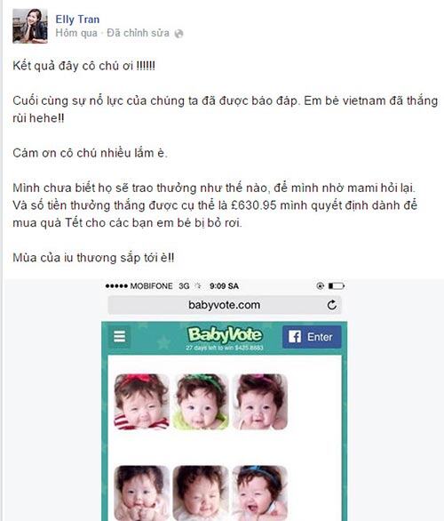 Hot mom Elly Trần hào hứng thông báo chuyện con gái từng đạt giải ở Anh.
