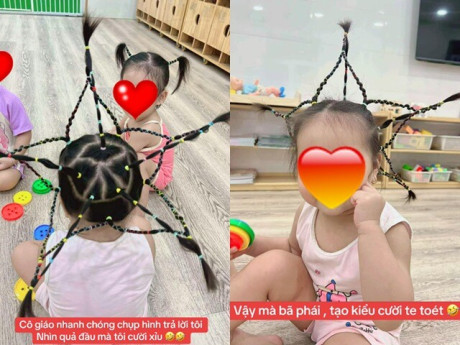 Bé gái mầm non được cô giáo tết tóc đẹp hình ngôi sao 5 cánh, mẹ Việt thích thú khoe nhận ngay tranh cãi trái chiều