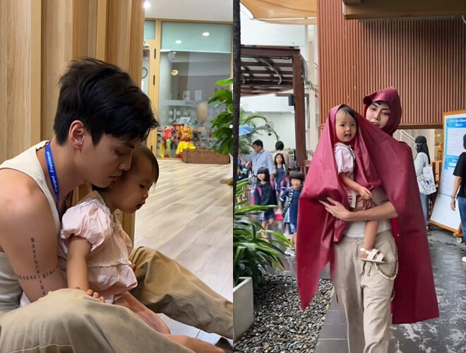 Ông bố dành nhiều thời gian tự mình đưa đón ái nữ.