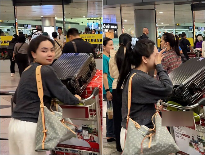 Múi Xù cũng rơi nước mắt khi chia tay con gái và người thân ở sân bay.