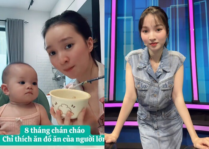 Ở nhà chăm con, Bích Ngọc ăn diện giản dị, gọn gàng, chỉ khi xuất hiện nơi đông người, cô mới thay đổi váy vóc, trang điểm nhẹ nhàng.