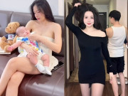 Yêu con - Hotgirl Hà Thành chăm con lộ dáng gợi cảm, nhiều người tấm tắc: Chồng quá may mắn!
