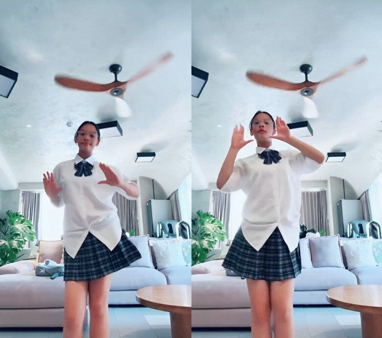 Là con nhà nòi nên Tuệ Lâm cũng thể hiện niềm đam mê và năng khiếu nghệ thuật khá sớm. Thỉnh thoảng, Phạm Quỳnh Anh lại đăng tải clip con gái nhảy múa, ca hát. Không chỉ thực hiện động tác vũ đạo dứt khoát, năng lượng, cảm nhịp tốt mà cô bạn cũng rất biết cách thể hiện biểu cảm trước ống kính máy quay.