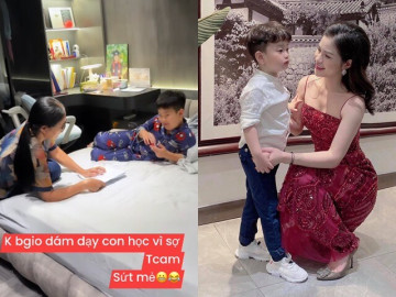 Yêu con - Bố mẹ cưng chiều, con trai Việt Anh vẫn học chưa ổn, hot mom Hương Trần không dám tự dạy con học