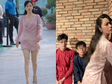 Yêu con - Hậu giảm cân, Lâm Vỹ Dạ U40 nhảy lắc hông như gái 18, biểu cảm của hai con trai lớn đằng sau gây chú ý