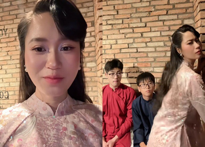 Hậu giảm cân, Lâm Vỹ Dạ U40 nhảy lắc hông như gái 18, biểu cảm của hai con trai lớn đằng sau gây chú ý - 1