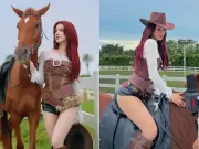 Diệp Lâm Anh hóa "nữ cao bồi" đi cưỡi ngựa, khoe body nét căng tuổi U40