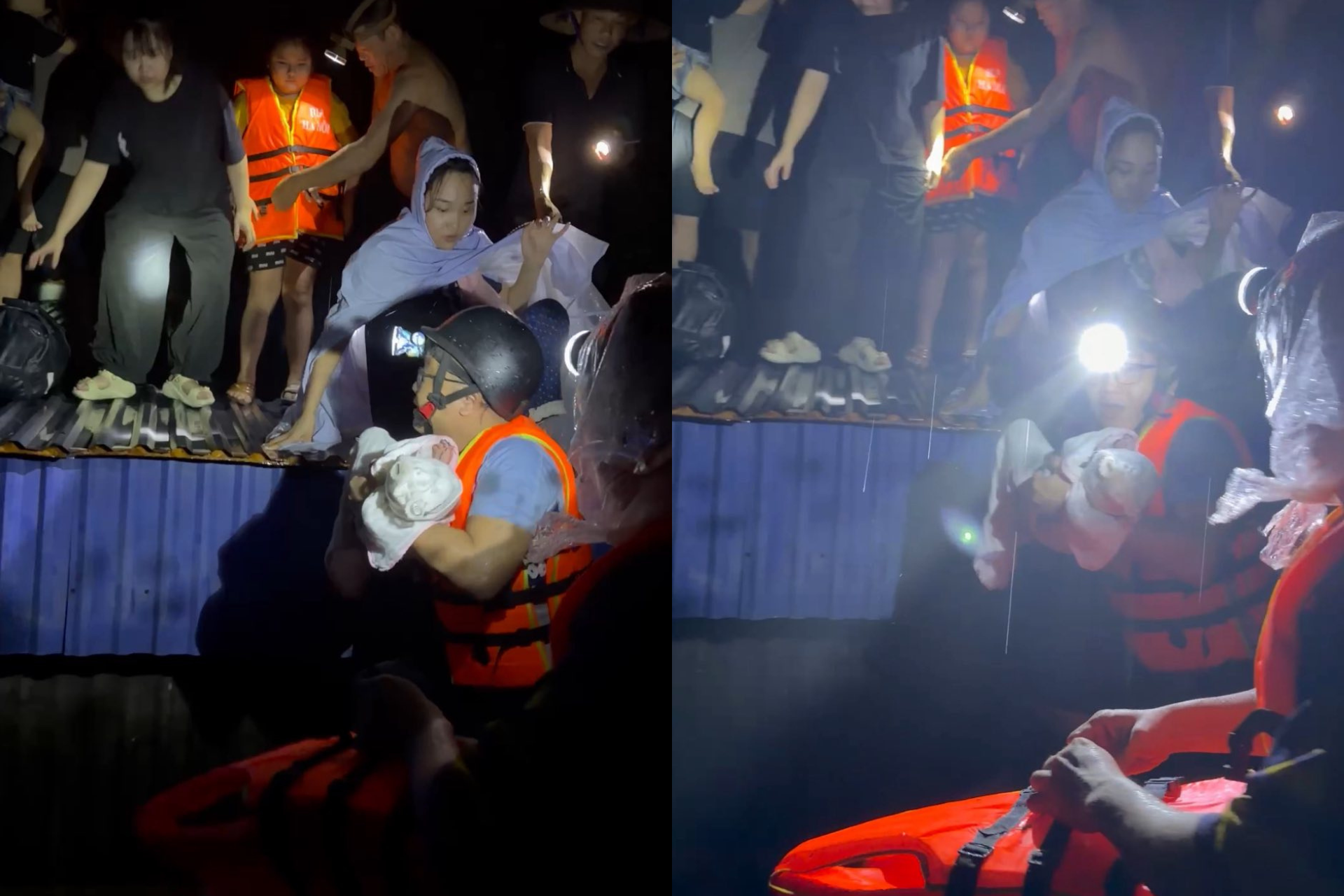 Khi đứa bé được trao cho anh để đưa xuống thuyền, trong lòng anh cũng thoáng chút sợ hãi. Thế nhưng, anh phải bình tĩnh để đảm bảo an toàn cho bé và bản thân.