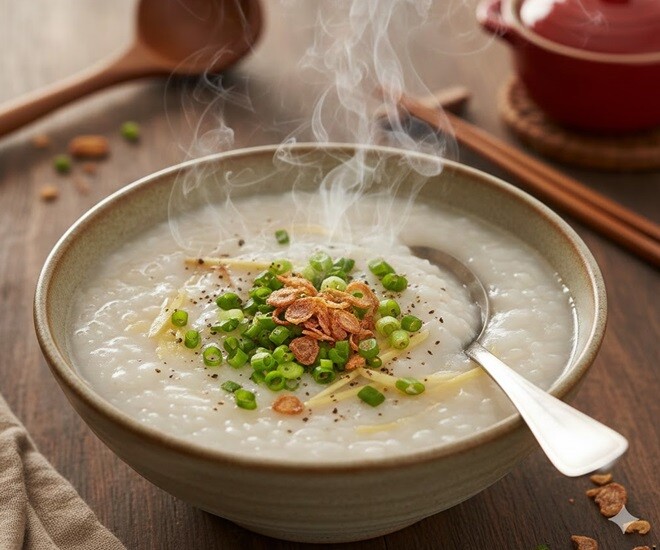 Cháo hay súp là món ăn sáng nên cho trẻ ăn vào mùa đông vì vừa làm ấm cơ thể, lại tăng miễn dịch tốt. Ảnh minh họa. 