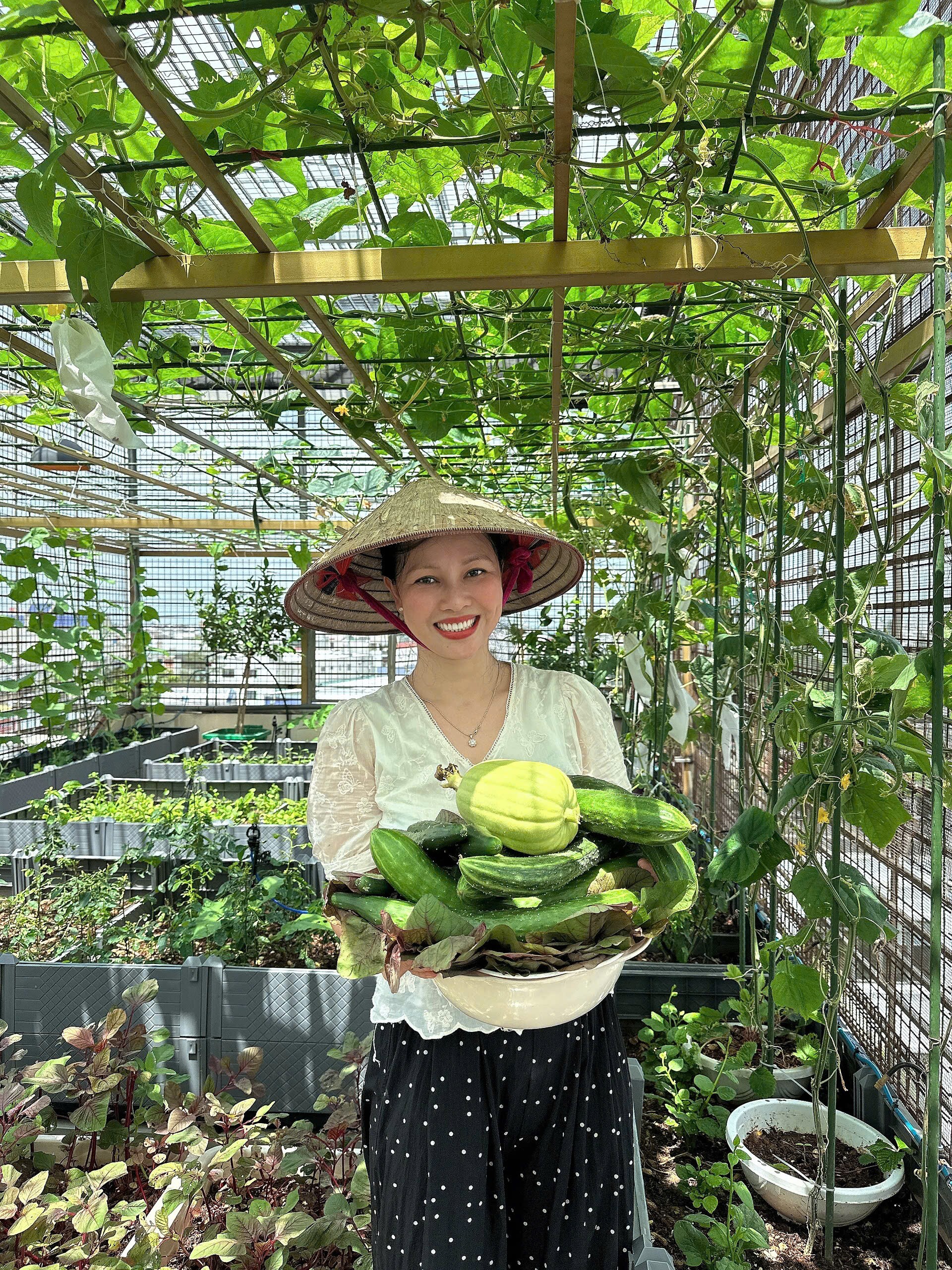 Mẹ đảm Hưng Yên mạnh tay chi 70 triệu làm vườn trên sân thượng: Rau xanh ngập lối, quả đủ loại đủ màu - 2