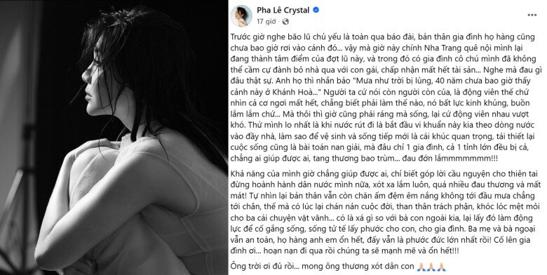 Pha Lê xót xa khi thấy quê nhà ở Nha Trang bị ngập nặng.