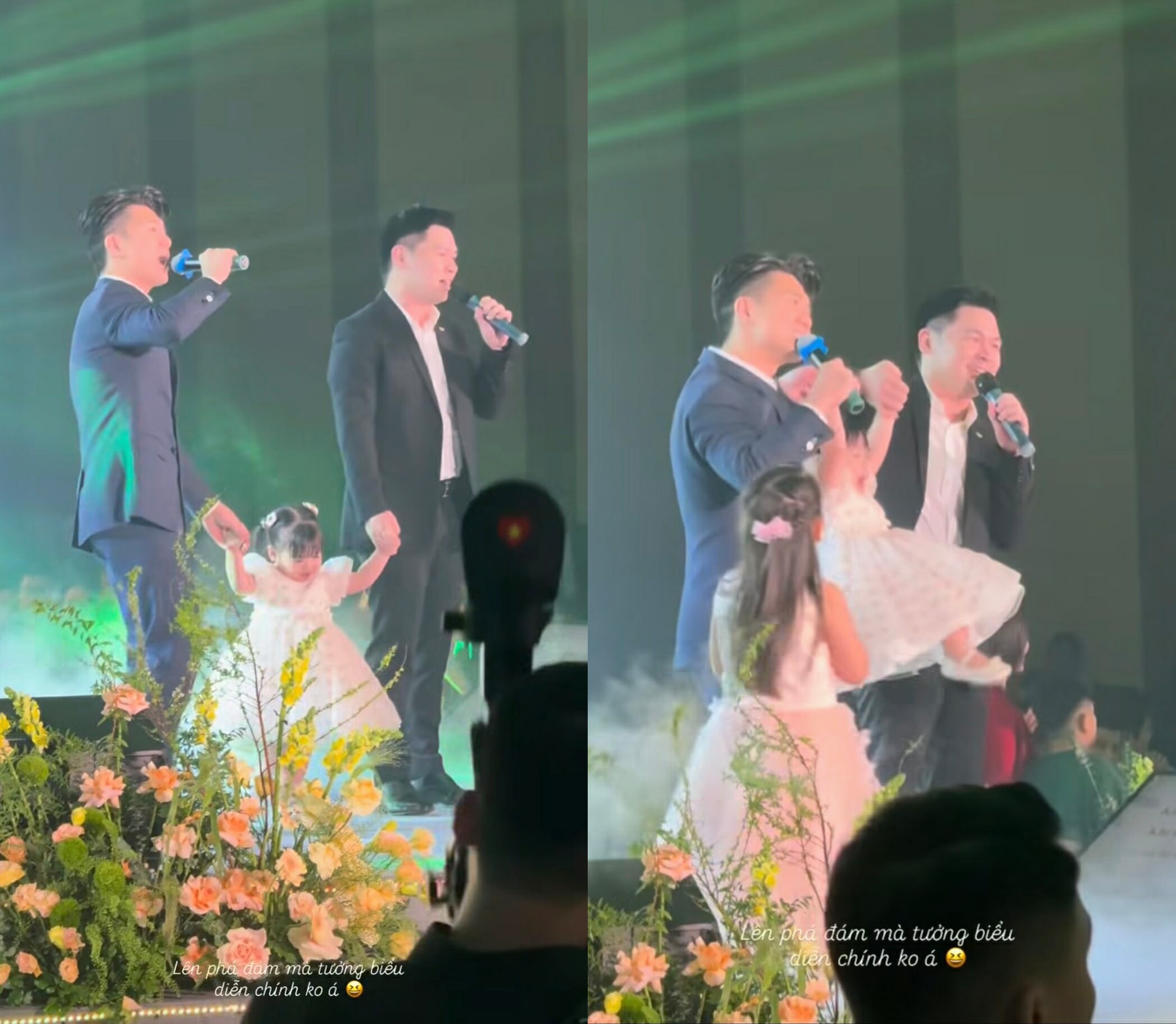 Khoảnh khắc đáng yêu của bé Tuệ An khi lên sân khấu cùng bố.