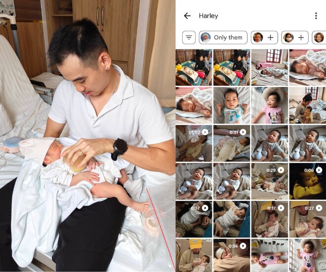 Ông xã nàng hậu lưu lại nhiều khoảnh khắc đầu đời của ái nữ.