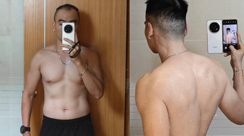 Ông xã nàng hậu khoe thân hình cơ bắp săn chắc.