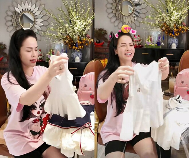 Nhật Kim Anh chuẩn bị quần áo cho con gái đi học.