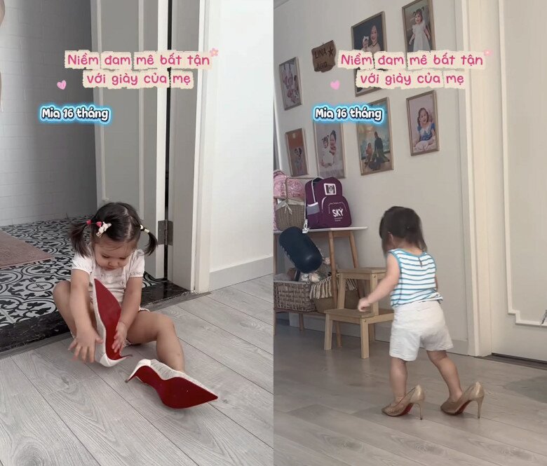 Cô bé 16 tháng tuổi đam mê mang giày cao gót.