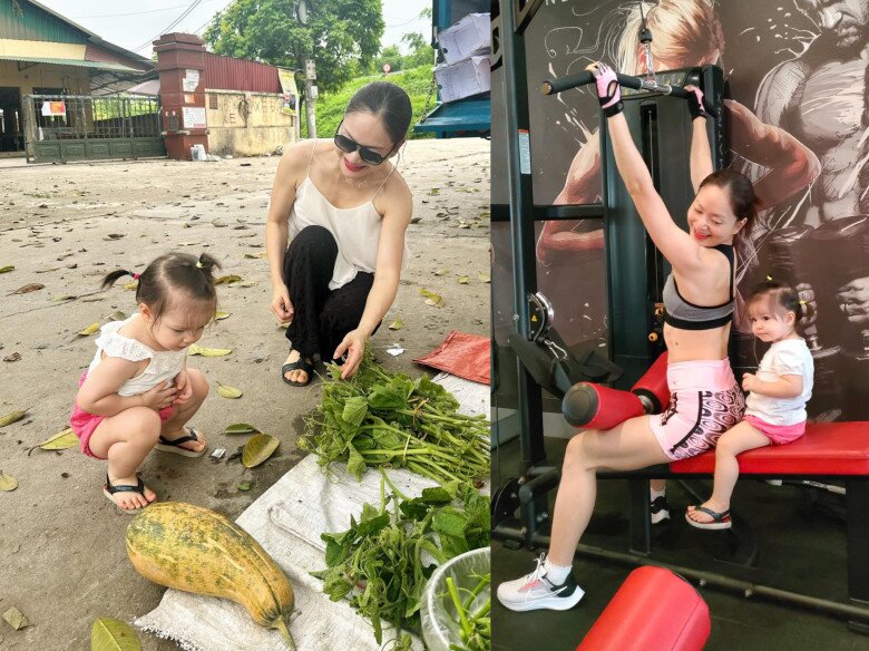 Lan Phương thường đưa con gái theo mỗi khi đi dạo, tập gym.