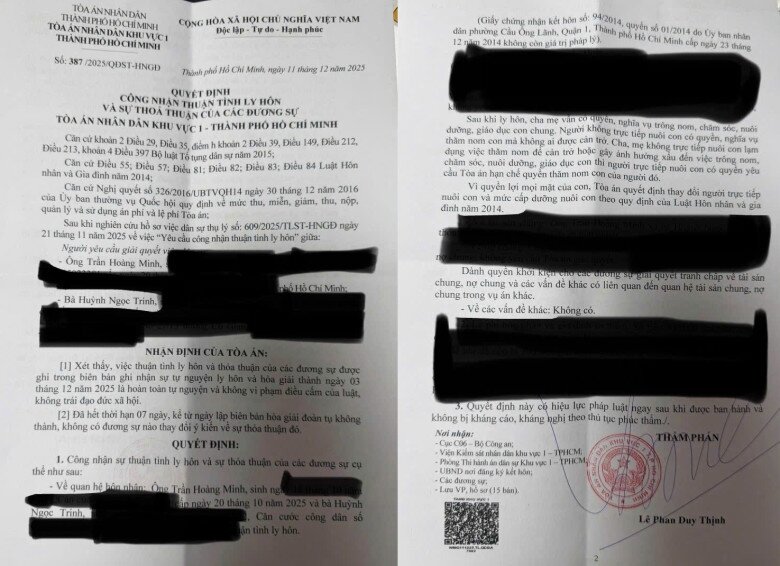 Nữ nghệ sĩ công bố phán quyết ly hôn của tòa án.