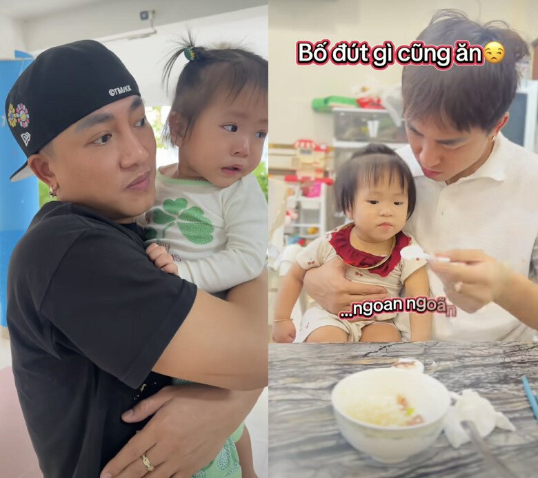 Bé Kỳ Kỳ bám bố nhiều hơn mẹ.