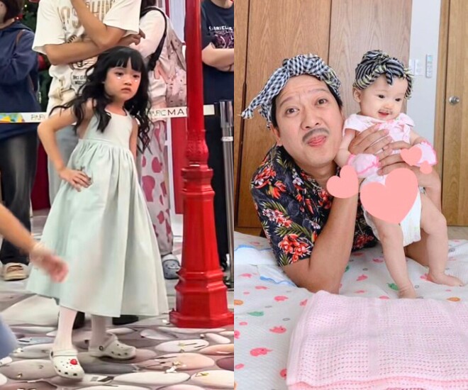 Con gái Trường Giang biểu diễn văn nghệ ở một trung tâm thương mại ở TP HCM.