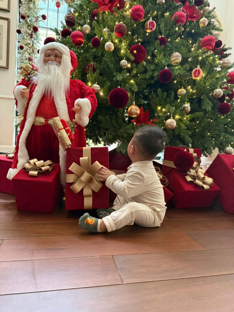 Tiểu thiếu gia đón Giáng sinh đầu tiên trong biệt thự trăm tỷ của gia đình.
