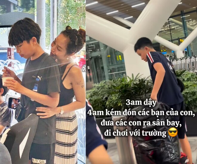 Con trai Ốc Thanh Vân bước vào tuổi dậy thì, thấy ngượng ngùng khi được mẹ hôn.