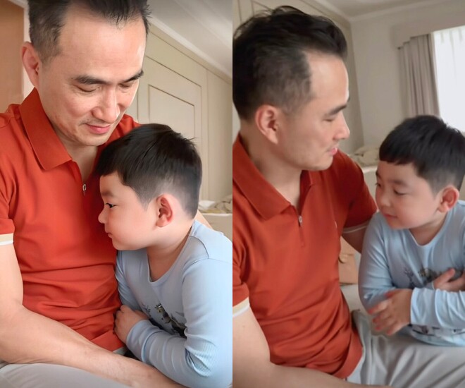 Lên 3 tuổi, con trai Chi Bảo đã biết xin tiền bố để mua đồ chơi.