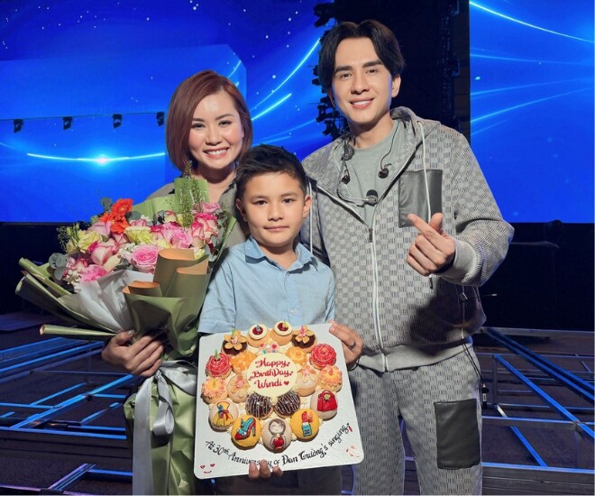 Khung cảnh Đan Trường và con trai mừng sinh nhật doanh nhân Thủy Tiên.